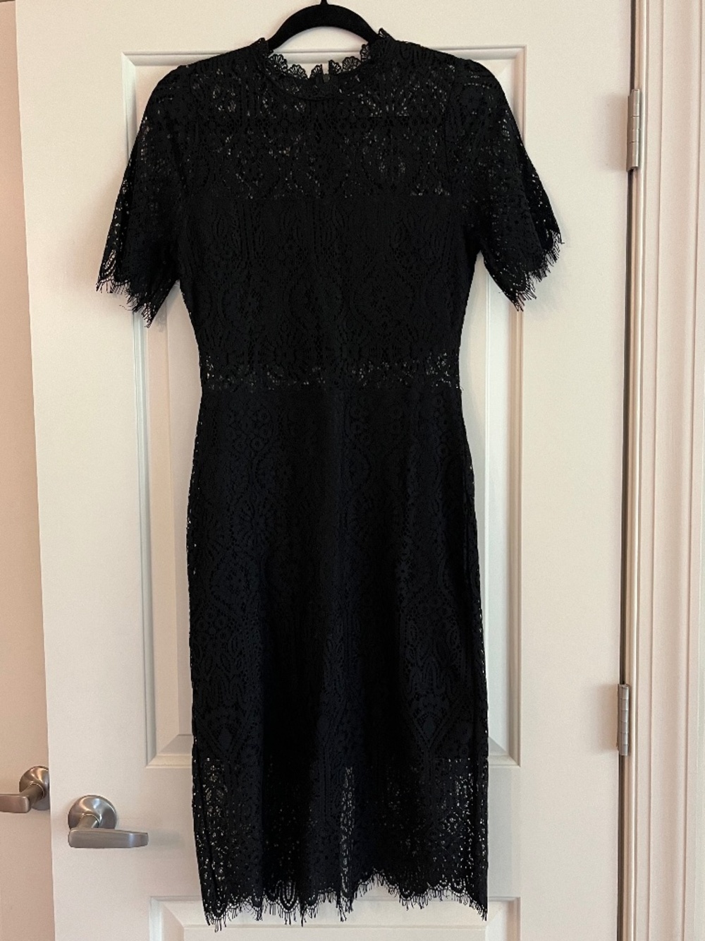 Lulus Remarkable Black Sheer Lace Short Sleeve Mini Dress